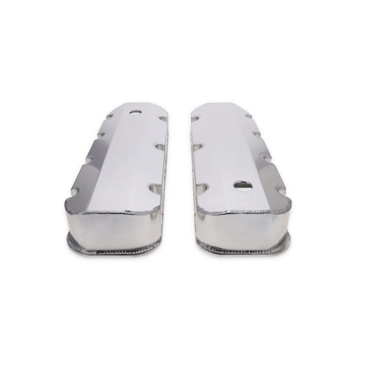 Chevy Big Block Short Bolt Fabricated Aluminum Valve Covers with Breather Holes - Clear Anodized