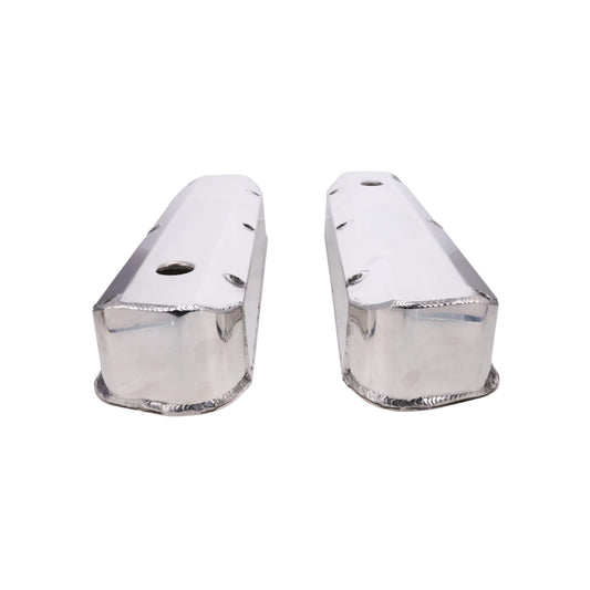 Ford Small Block Long Bolt Fabricated Aluminum Valve Covers with Breather Holes - Polished