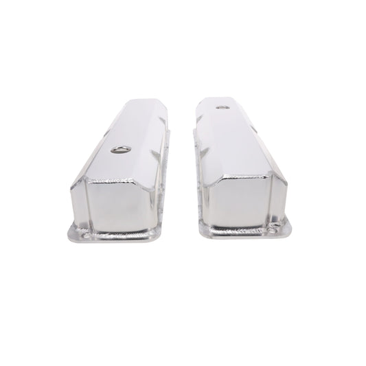 Ford FE Big Block Short Bolt Fabricated Aluminum Valve Covers with Breather Holes - Clear Anodized
