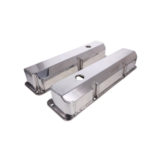 Ford FE Big Block Short Bolt Fabricated Aluminum Valve Covers with Breather Holes - Polished
