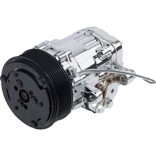 Peanut Style AC Compressor, Chrome, 8 Rib Clutch - Chrome
