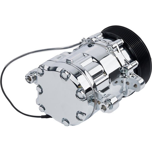Peanut Style AC Compressor, Chrome, 8 Rib Clutch - Chrome