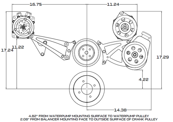 Pontiac V-Belt System - Alternator Only - Polished