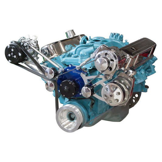 Pontiac Serpentine Conversion - AC, Power Steering & Alternator - Electric Water Pump - Polished