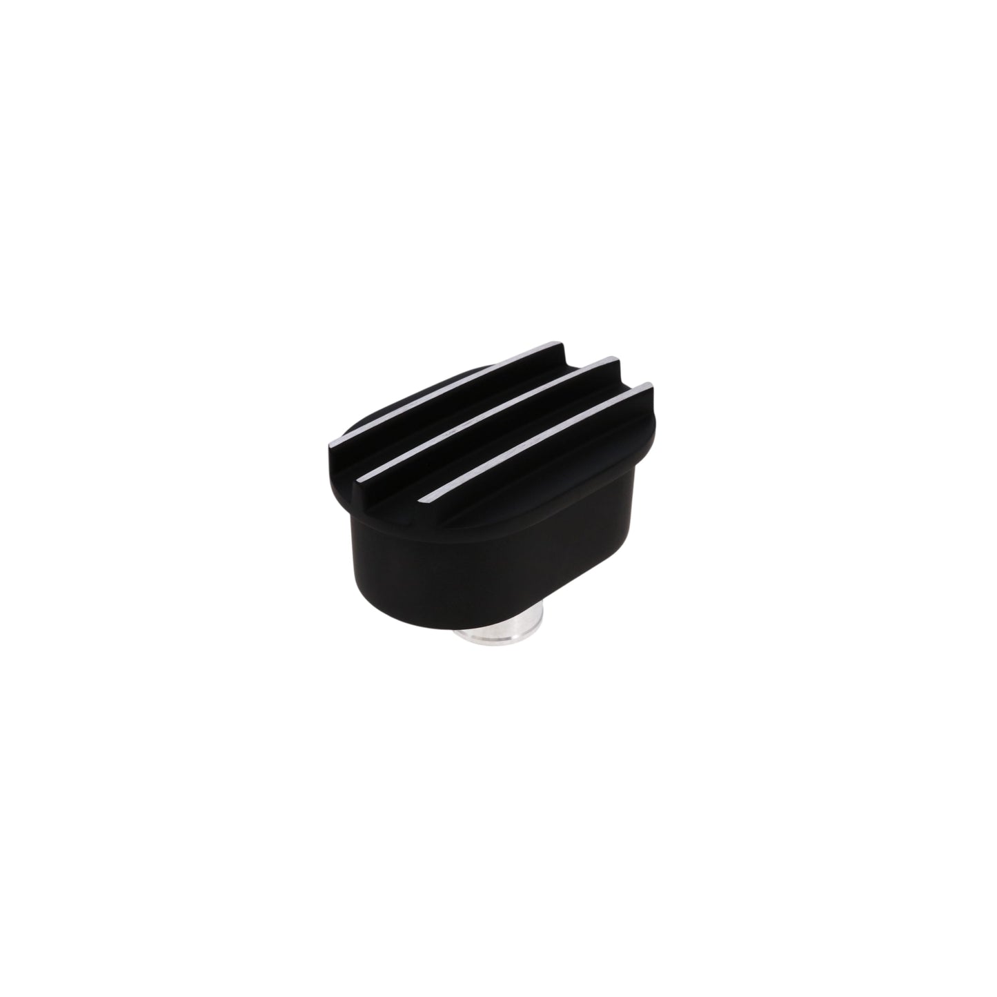 Aluminum Breather Cap, Push-In Oval Finned - Black