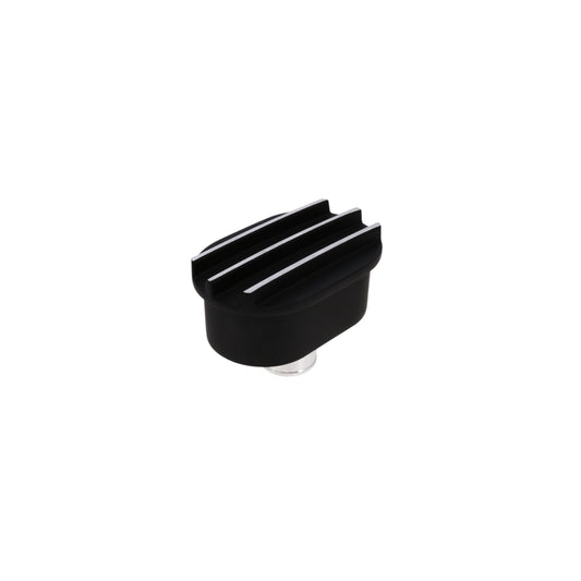 Aluminum Breather Cap, Push-In Oval Finned - Black