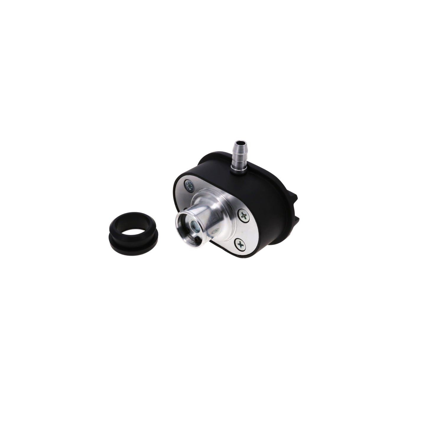 Aluminum Breather Cap, Push-In with Tube Oval Finned - Black