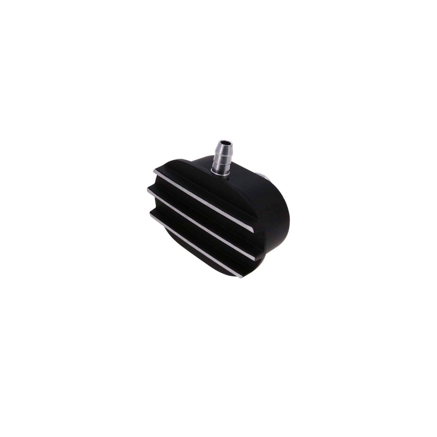 Aluminum Breather Cap, Push-In with Tube Oval Finned - Black