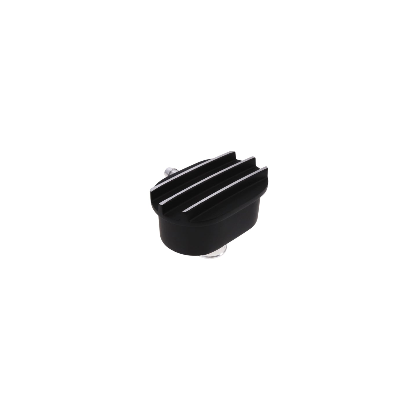 Aluminum Breather Cap, Push-In with Tube Oval Finned - Black