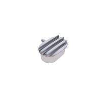 Aluminum Breather Cap, Push-In with Tube Oval Finned - Polished