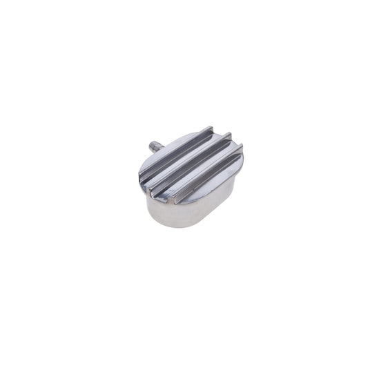 Aluminum Breather Cap, Push-In with Tube Oval Finned - Polished