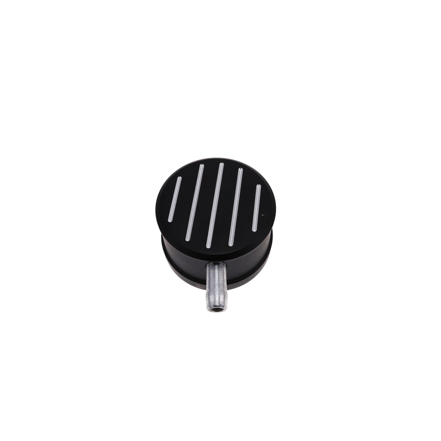Aluminum Breather Cap, Push-In with Tube Ball-Milled - Black
