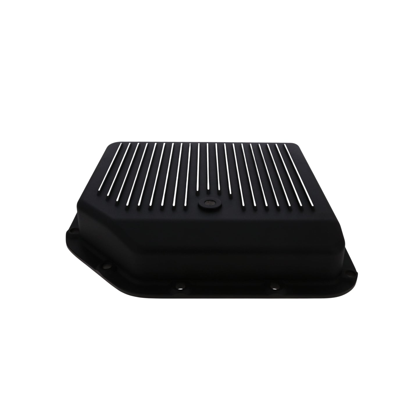GM TH350 Finned Aluminum Transmission Pan, Stock Depth - Black