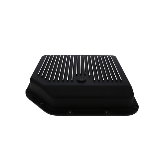 GM TH350 Finned Aluminum Transmission Pan, Stock Depth - Black
