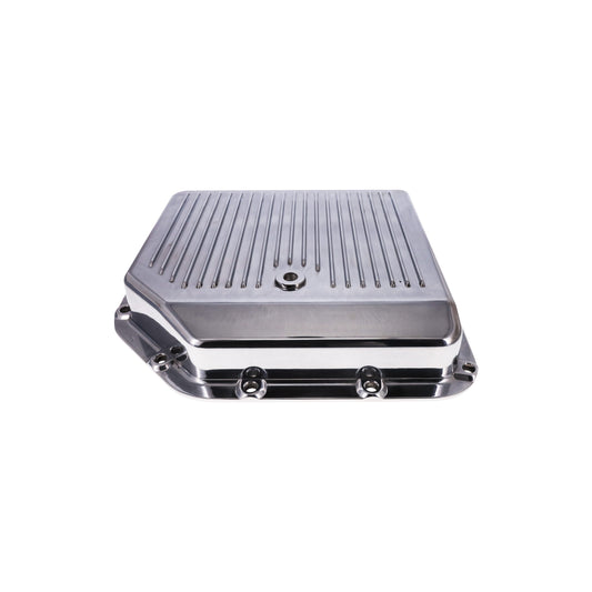 GM TH350 Finned Aluminum Transmission Pan, Stock Depth, Polished