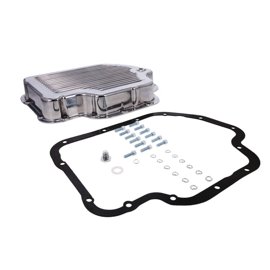 GM TH400 Finned Aluminum Transmission Pan, Stock Depth, Polished