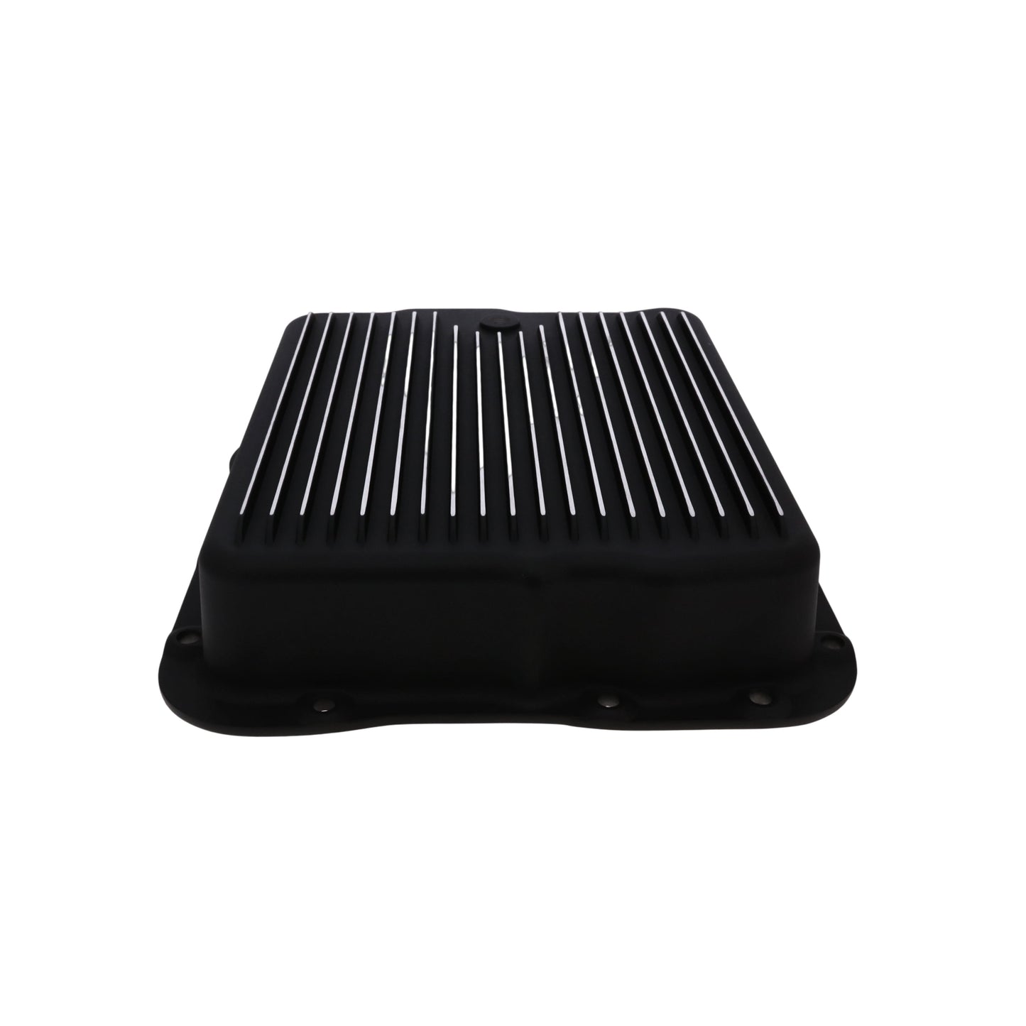 GM 700R4, 4L60, 4L60E, Finned Aluminum Transmission Pan, Stock Depth - Black