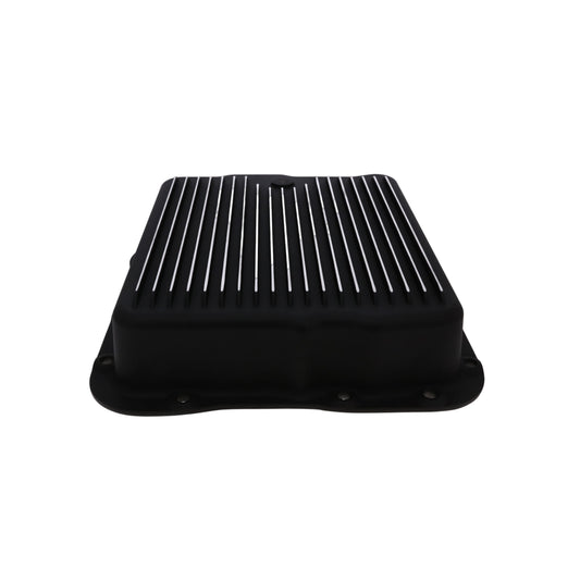 GM 700R4, 4L60, 4L60E, Finned Aluminum Transmission Pan, Stock Depth - Black