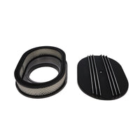 12" X 2" Center Finned Oval Aluminum Air Cleaner Kit, Paper Filter, Black