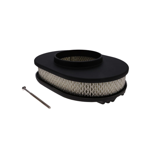 12" X 2" Center Finned Oval Aluminum Air Cleaner Kit, Paper Filter, Black