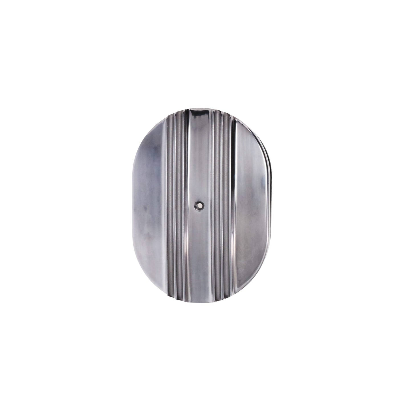 12" X 2" Center Finned Oval Aluminum Air Cleaner Kit, Paper Filter, Polished