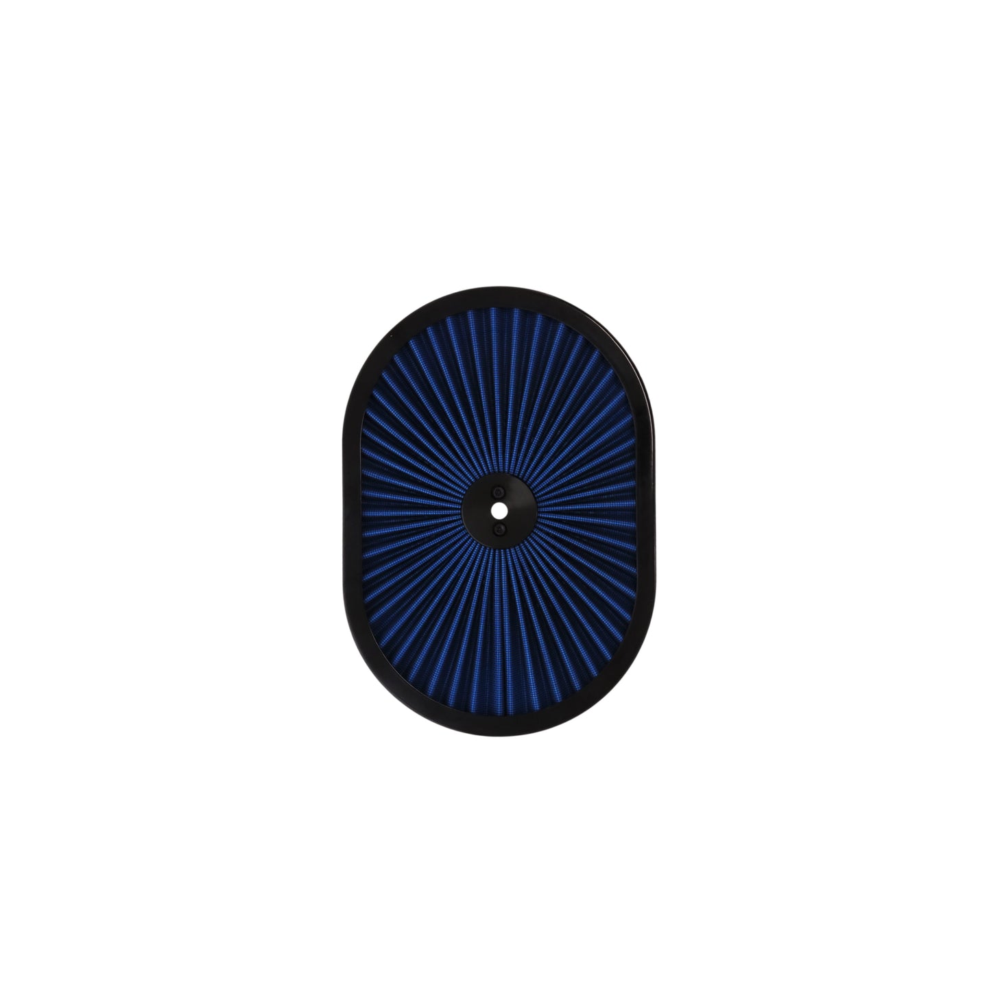 12" X 2" Oval Steel Air Cleaner Kit, Blue Washable Filter, Flat Base - Black