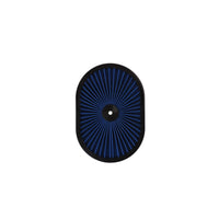 12" X 2" Oval Steel Air Cleaner Kit, Blue Washable Filter, Flat Base - Black