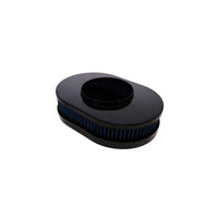 12" X 2" Oval Steel Air Cleaner Kit, Blue Washable Filter, Flat Base - Black