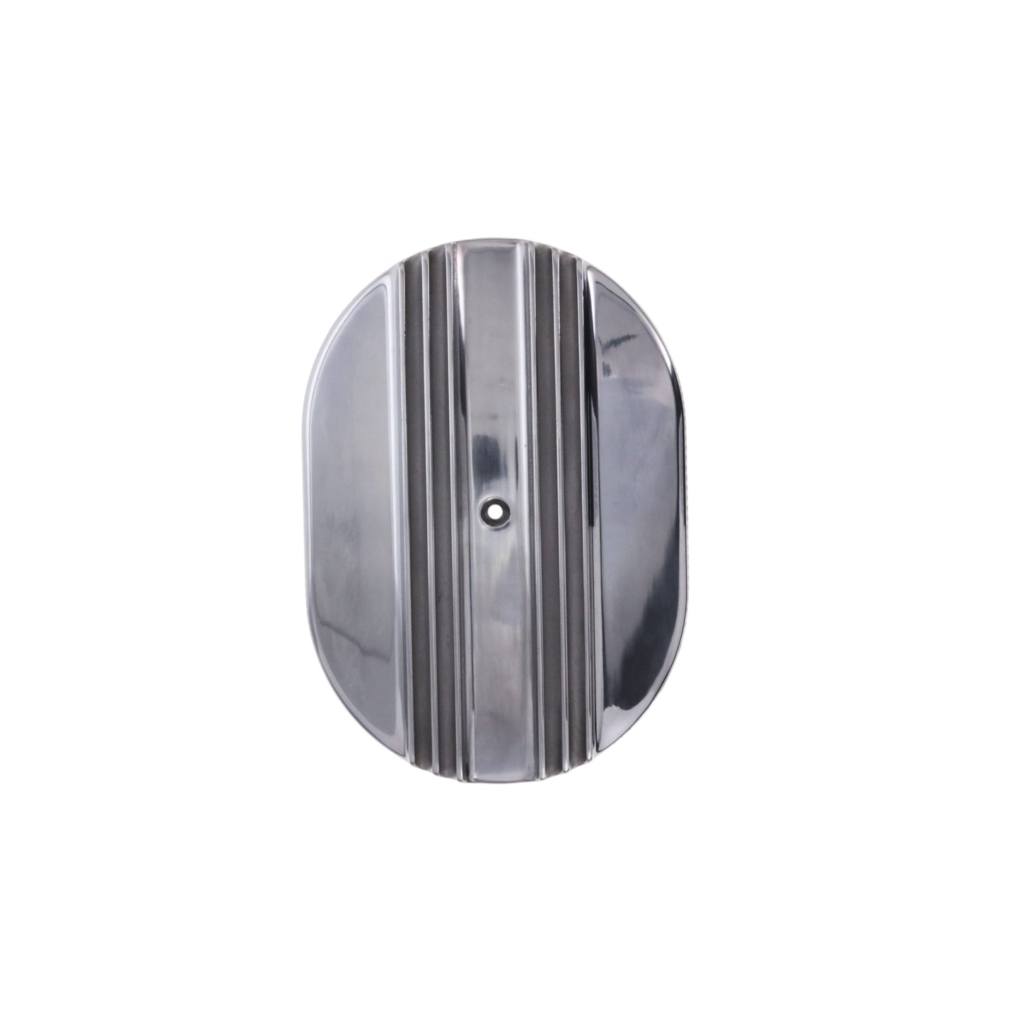 12" X 2" Center Finned Oval Aluminum Air Cleaner Kit, Red Washable Filter - Polished