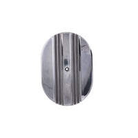 12" X 2" Center Finned Oval Aluminum Air Cleaner Kit, Red Washable Filter - Polished