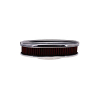 12" X 2" Center Finned Oval Aluminum Air Cleaner Kit, Red Washable Filter - Polished