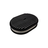 12″ X 2″ Full Finned Oval Aluminum Air Cleaner Kit, Paper Filter, Flat Base, Black