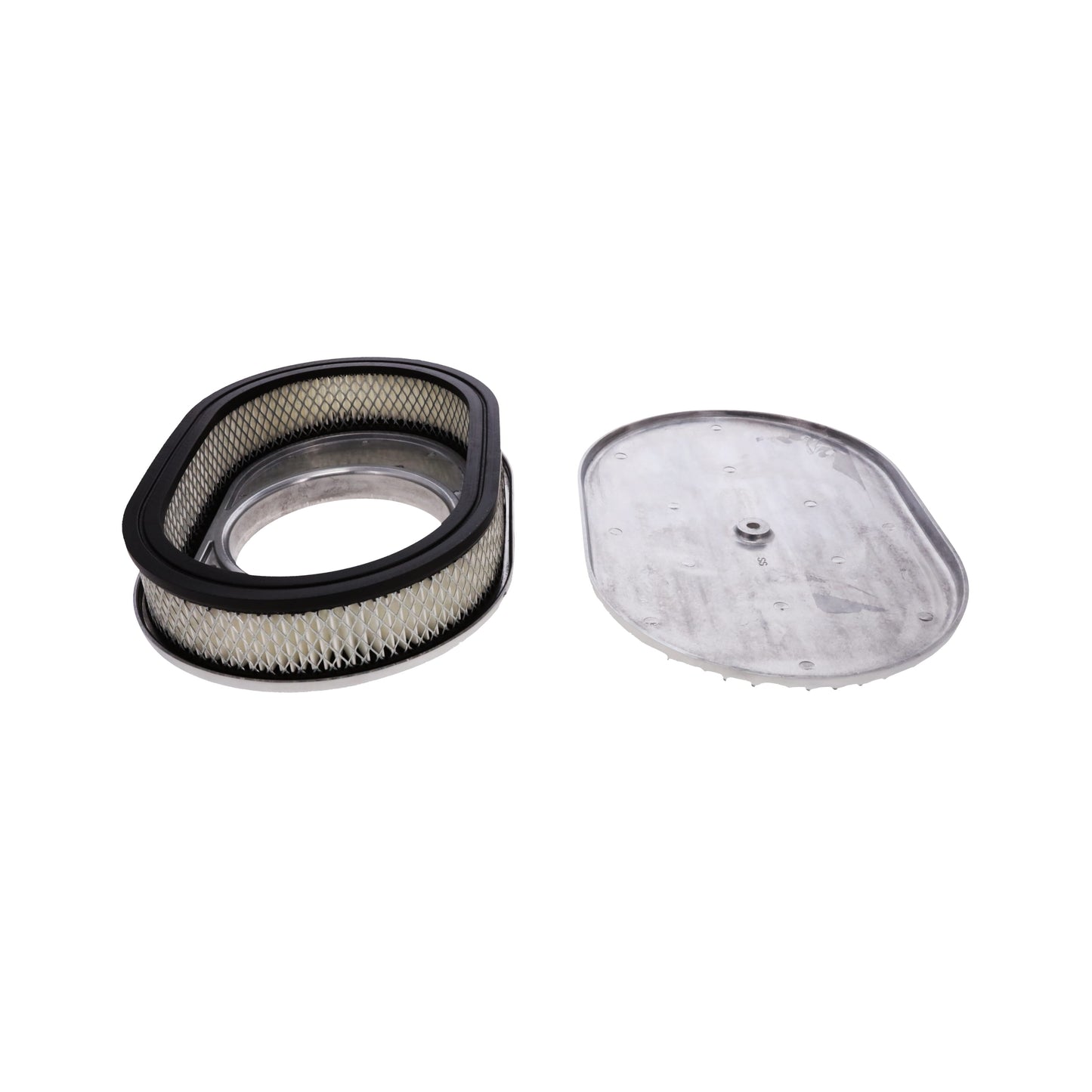 12″ X 2″ Full Finned Oval Aluminum Air Cleaner Kit, Paper Filter, Flat Base, Polished