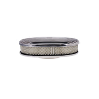 12″ X 2″ Full Finned Oval Aluminum Air Cleaner Kit, Paper Filter, Flat Base, Polished