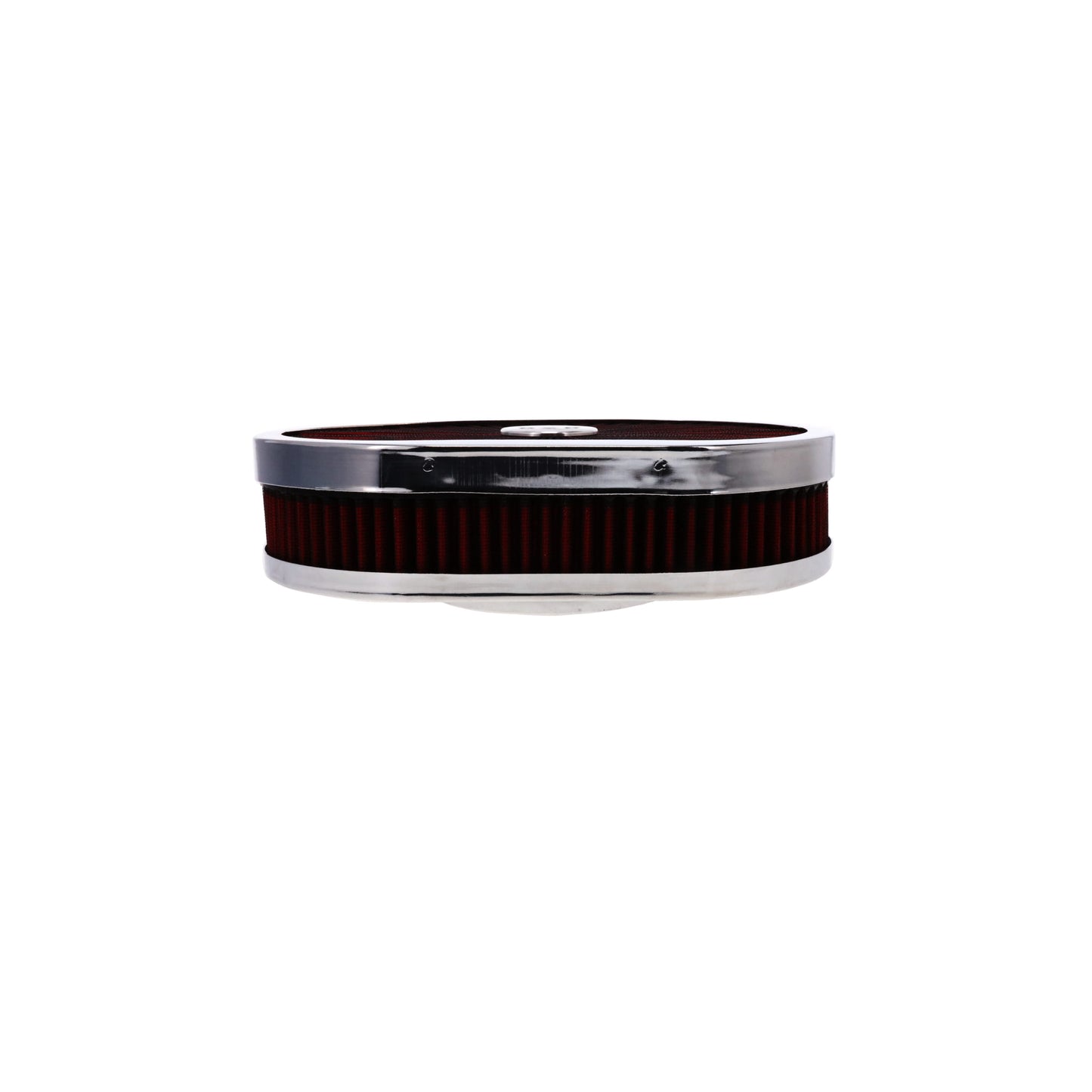 12" X 2" Round Steel Air Cleaner Kit, Red Washable Filter, Flat Base, Chrome