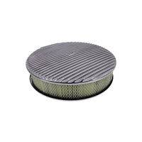 14" X 3" Full Finned Round Aluminum Air Cleaner Kit, Paper Filter, Flat Base - Polished