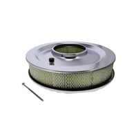 14" X 3" Full Finned Round Aluminum Air Cleaner Kit, Paper Filter, Flat Base - Polished