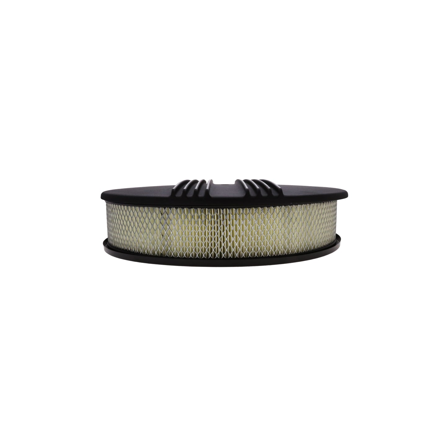 14" X 3" Center Finned Round Aluminum Air Cleaner Kit, Paper Filter, Recessed Base, Black