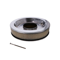 14" X 3" Center Finned Round Aluminum Air Cleaner Kit, Paper Filter, Recessed Base, Polished