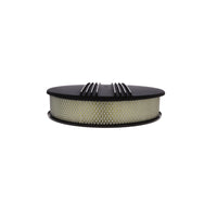 14" X 3" Center Finned Round Aluminum Air Cleaner Kit, Paper Filter, Flat Base, Black