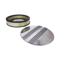 14" X 3" Center Finned Round Aluminum Air Cleaner Kit, Paper Filter, Flat Base, Polished