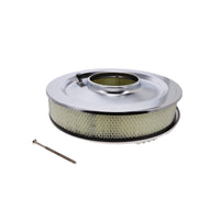 14" X 3" Center Finned Round Aluminum Air Cleaner Kit, Paper Filter, Flat Base, Polished