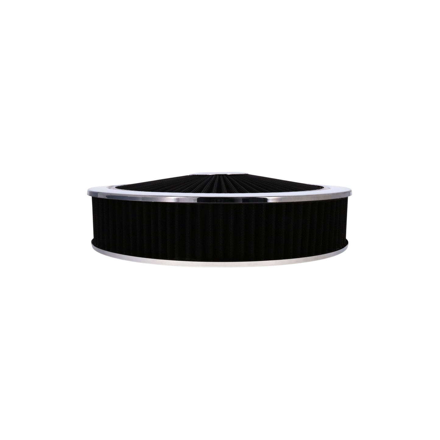 14" X 3" Round Steel Air Cleaner Kit, Black Washable Filter, Flat Base - Chrome