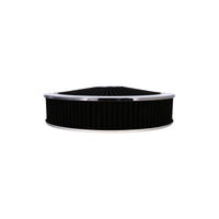 14" X 3" Round Steel Air Cleaner Kit, Black Washable Filter, Flat Base - Chrome