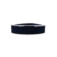 14" X 3" Round Steel Air Cleaner Kit, Blue Washable Filter, Flat Base - Chrome