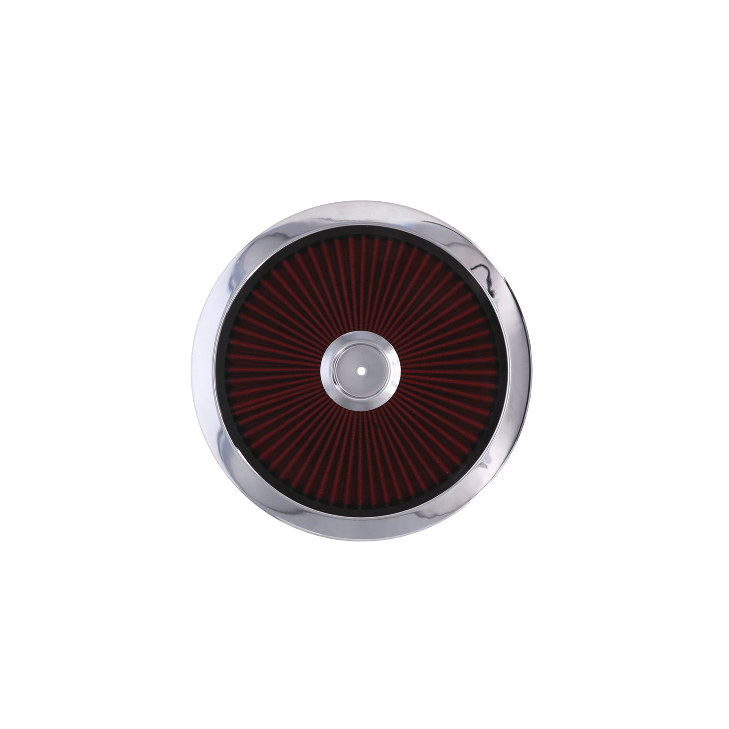 14" X 3" Round Steel Air Cleaner Kit, Red Washable Filter, Recessed Base - Chrome
