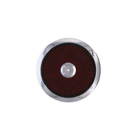 14" X 3" Round Steel Air Cleaner Kit, Red Washable Filter, Recessed Base - Chrome
