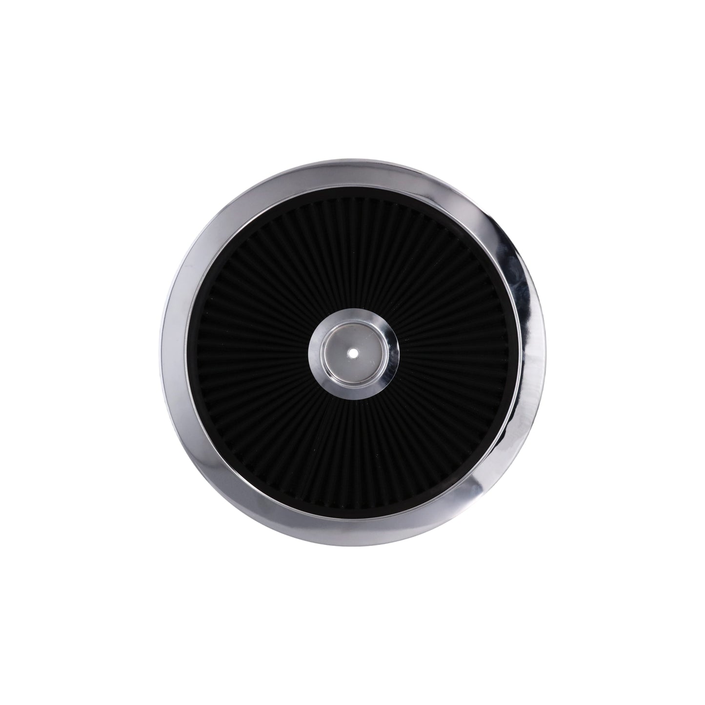 14" X 3" Round Steel Air Cleaner Kit, Black Washable Filter, Recessed Base - Chrome