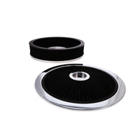 14" X 3" Round Steel Air Cleaner Kit, Black Washable Filter, Recessed Base - Chrome