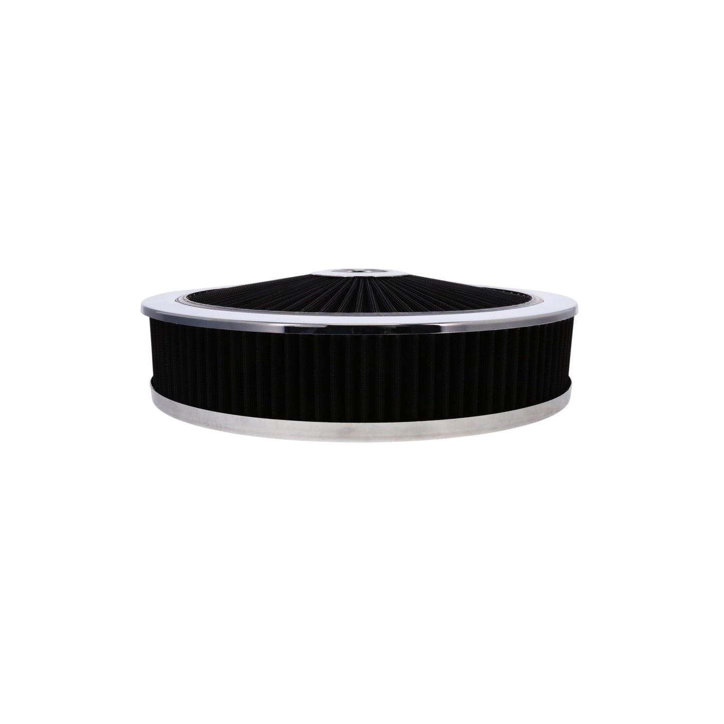 14" X 3" Round Steel Air Cleaner Kit, Black Washable Filter, Recessed Base - Chrome